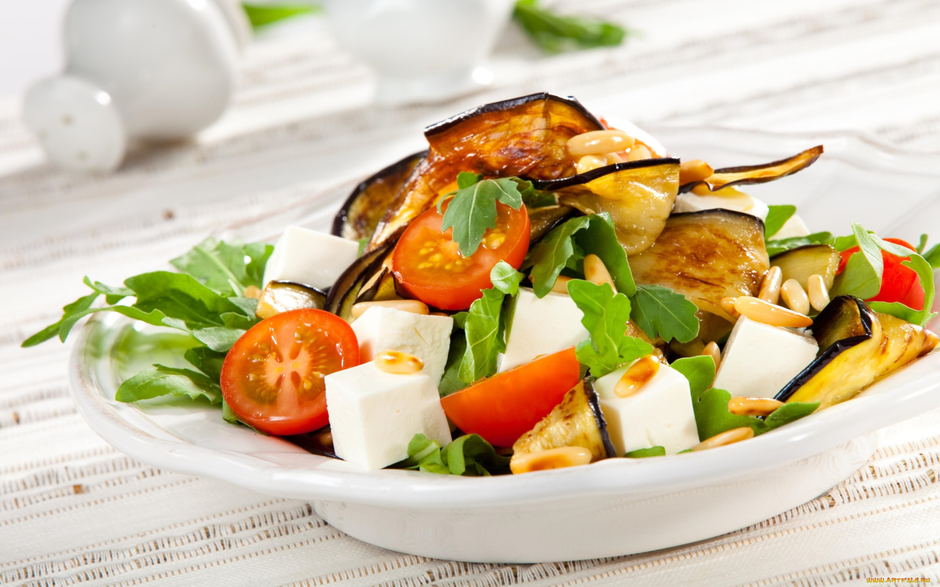 еда, салаты, , закуски, овощной, салат, баклажан, сыр, помидор