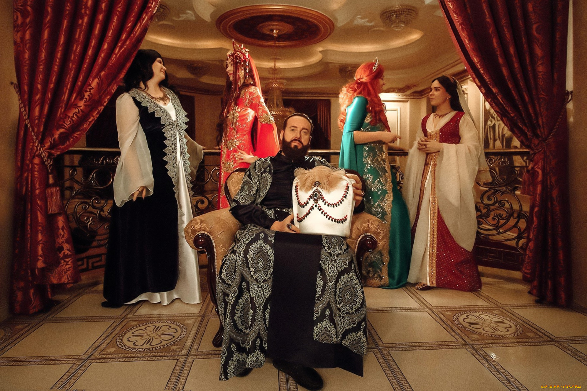 разное, люди, образы, косплей, наряды, костюмы, султан, девушки, шторы, кресло