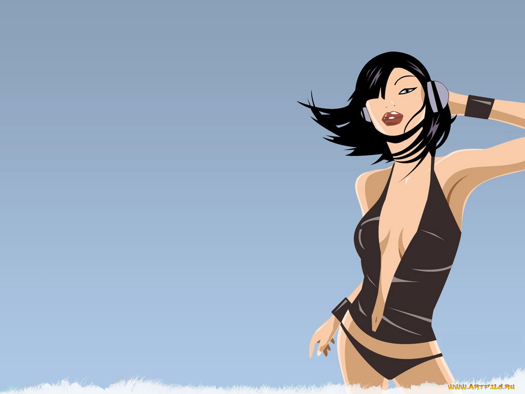 девушка, векторная, графика