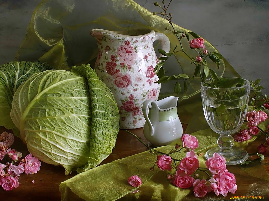 еда, натюрморт, капуста, бокал