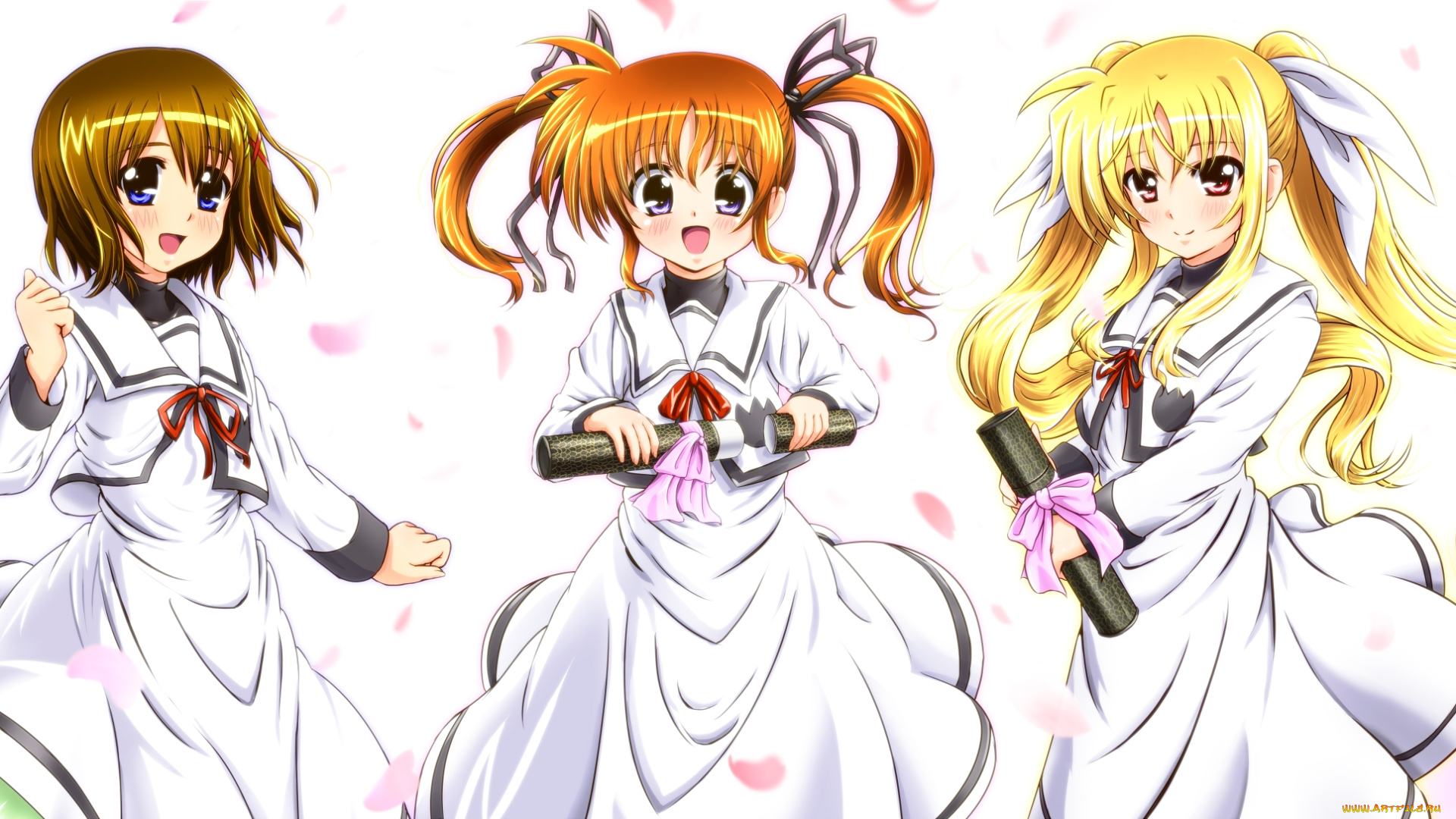 аниме, mahou, shoujo, lyrical, nanoha, takamachi, yagami, hayate, fate, testarossa, magical, girl