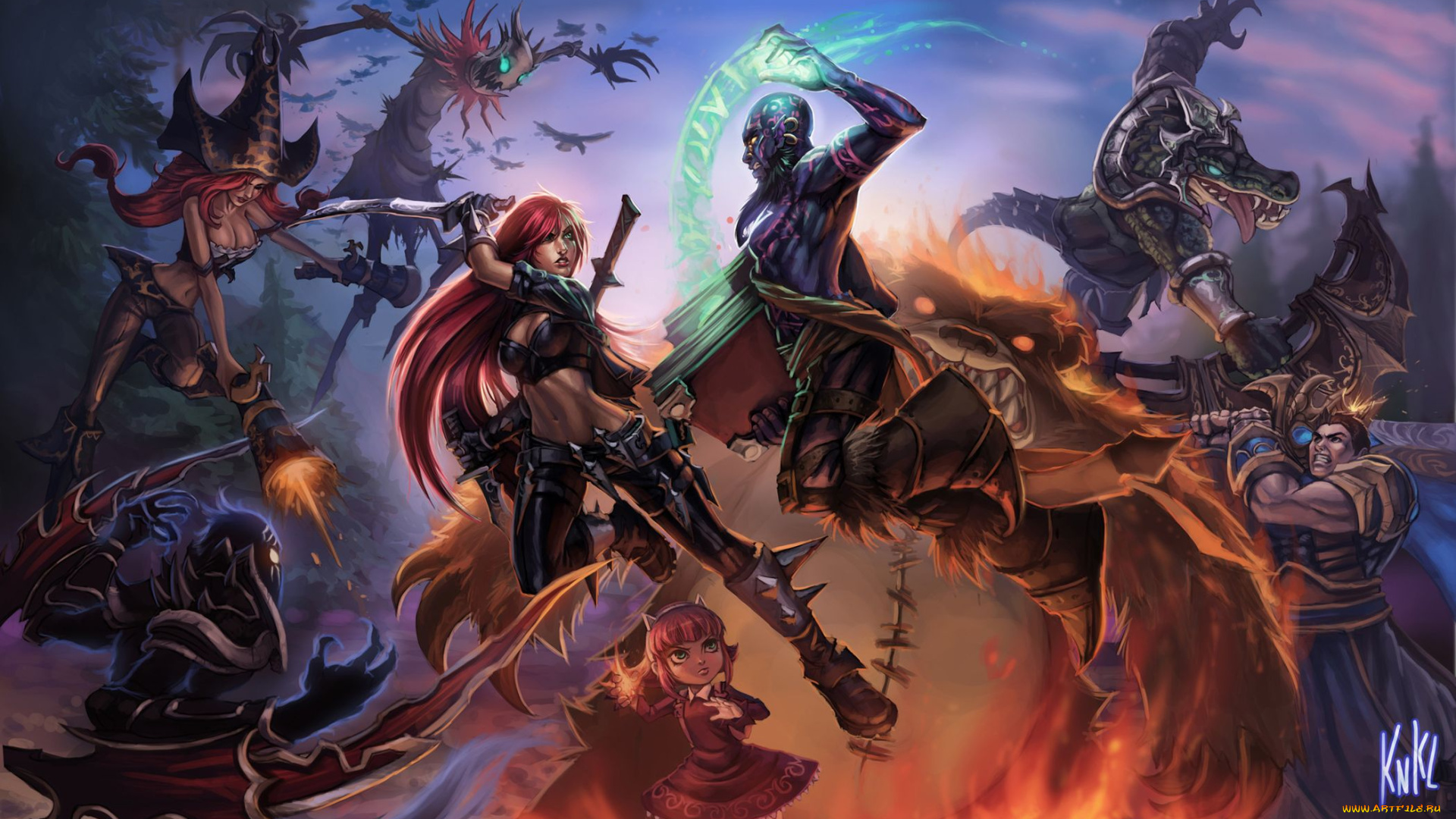 league, of, legends, видео, игры, колдун, девочка, магия, схватка, девушки, дракон, нежить