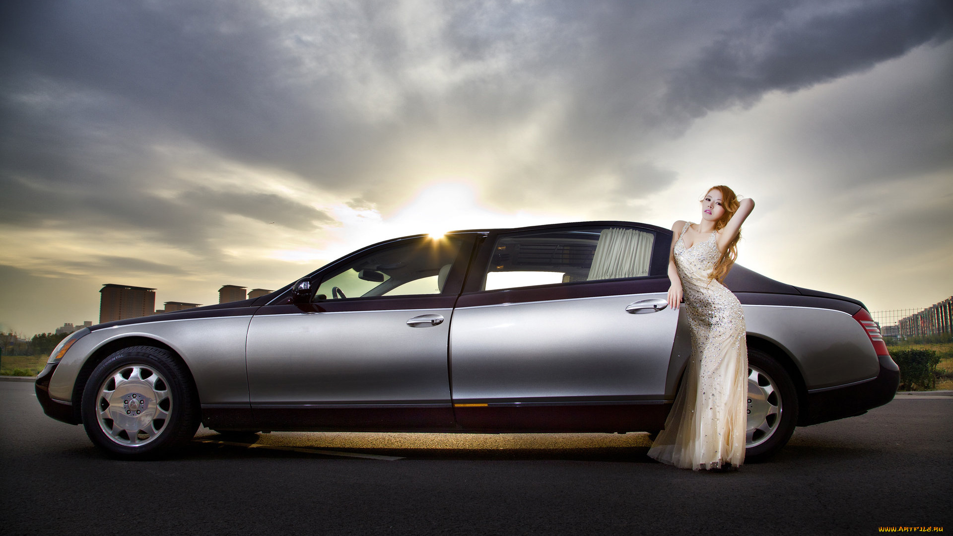 автомобили, авто, девушками, девушка, платье, автомобиль, взгляд, рыжая
