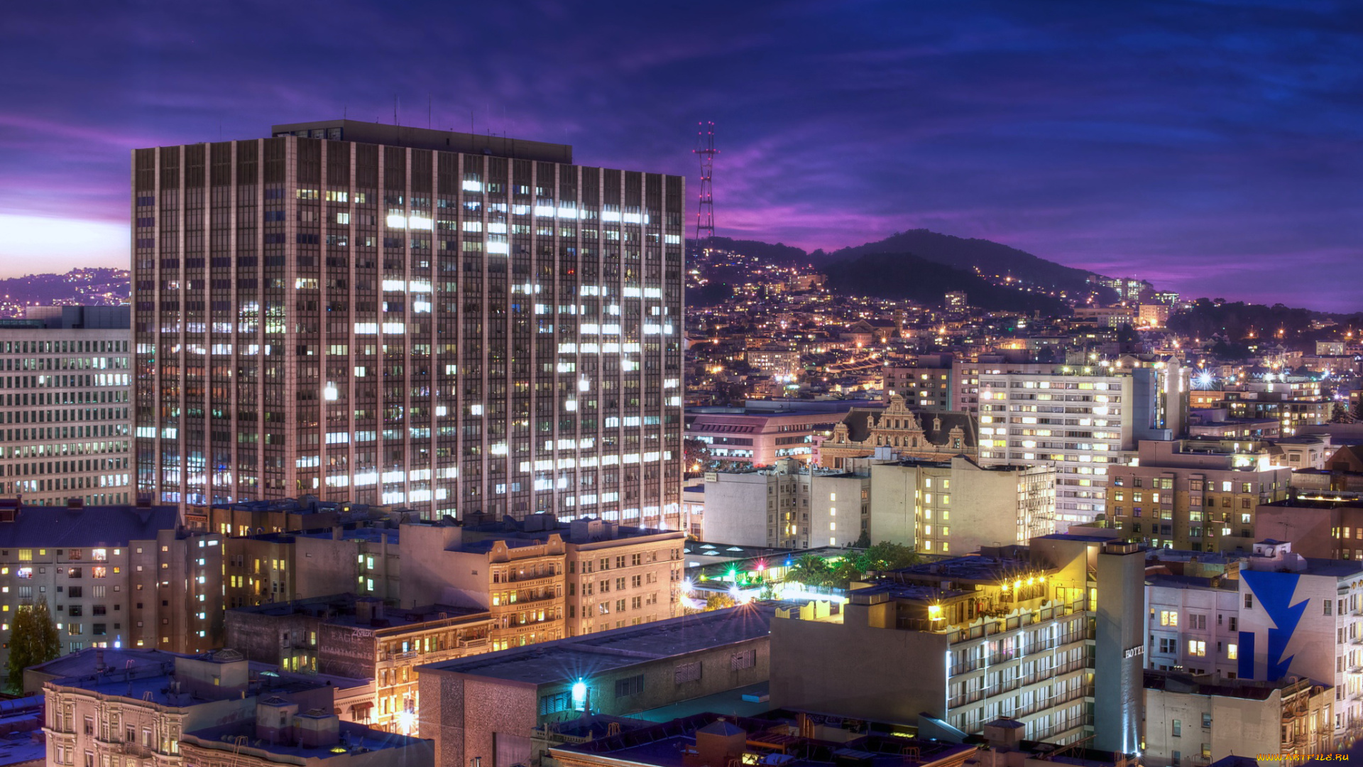 san, francisco, usa, города, сан, франциско, сша, огни, ночь, дома