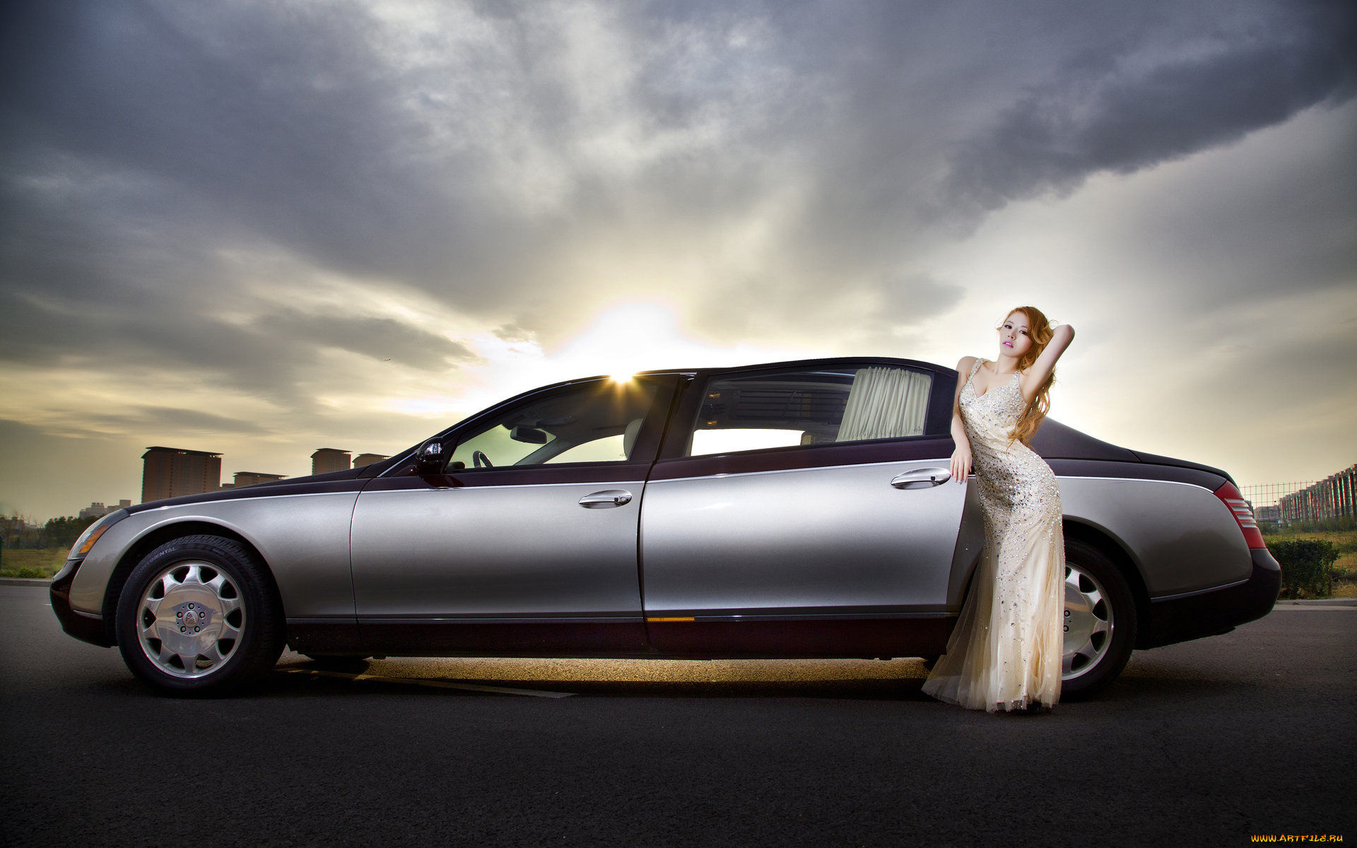 автомобили, авто, девушками, девушка, платье, автомобиль, взгляд, рыжая