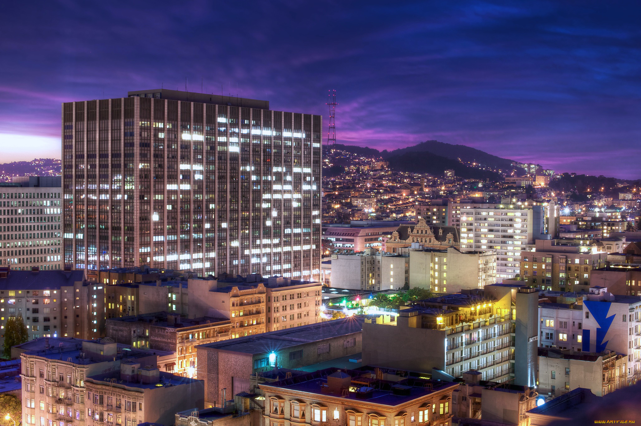 san, francisco, usa, города, сан, франциско, сша, огни, ночь, дома