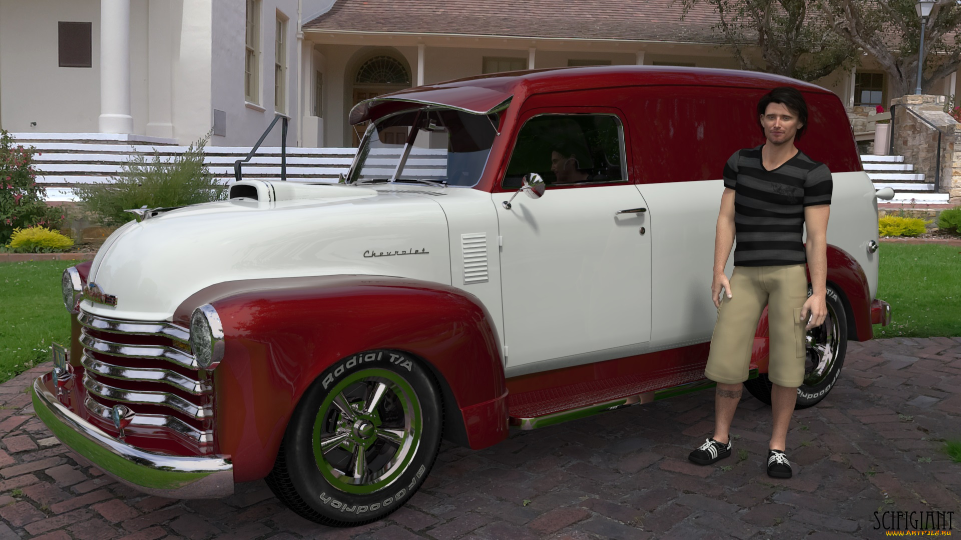 автомобили, 3д, мужчина, автомобиль