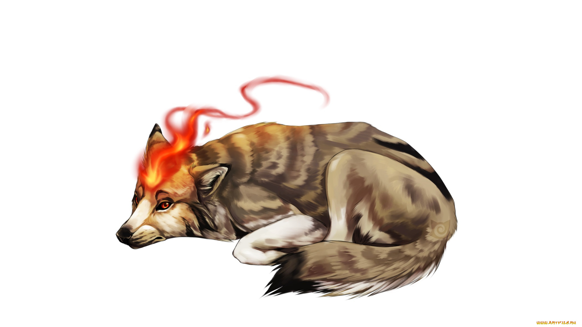 рисованные, животные, , сказочные, , мифические, огонь, собака