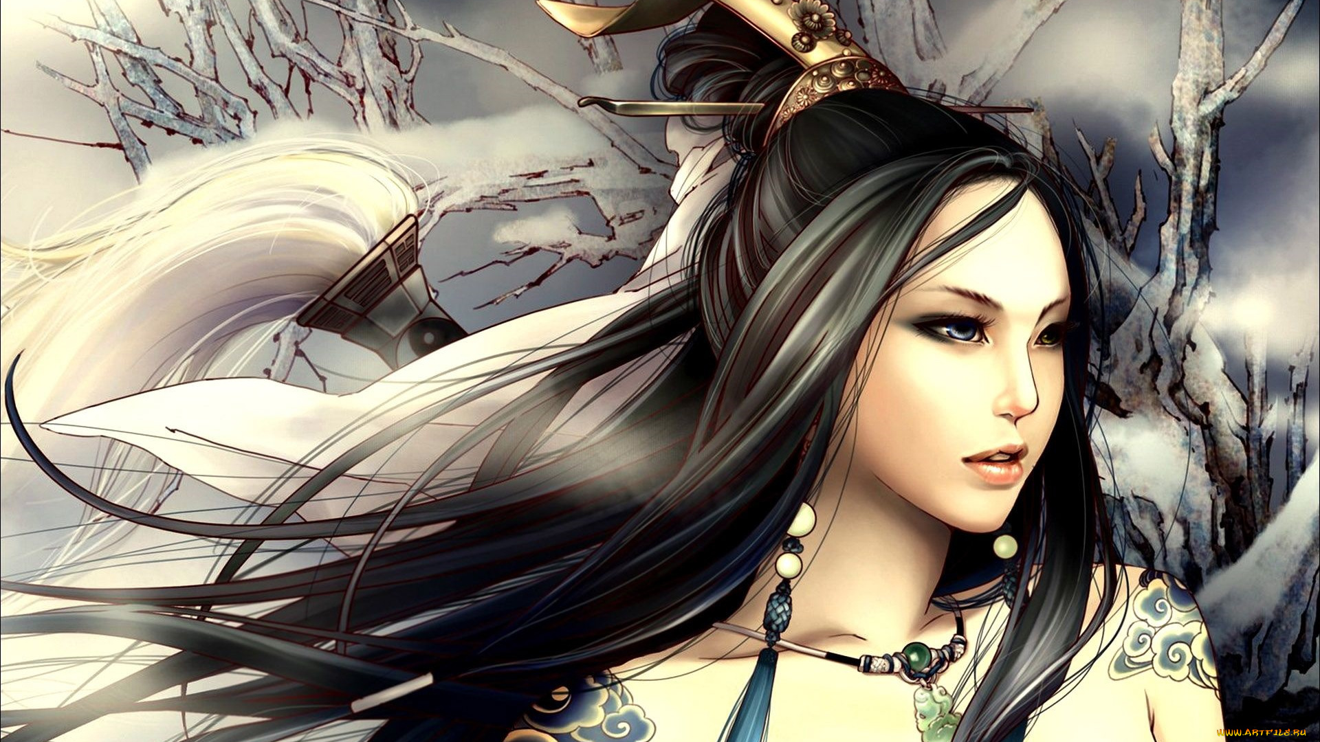 3д, графика, портрет, , portraits, взгляд, девушка, фон