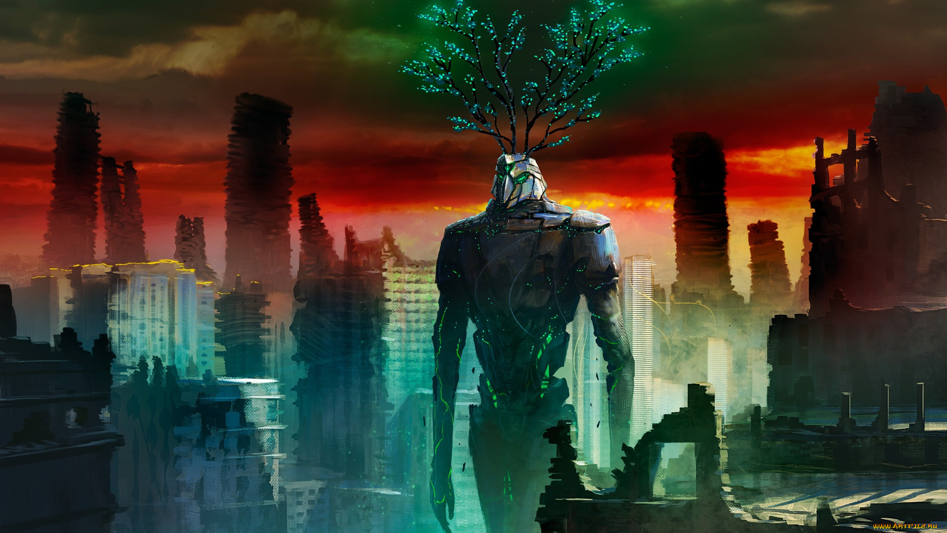 фэнтези, романтика, апокалипсиса, робот, романтика, руины, апокалипсиса, город