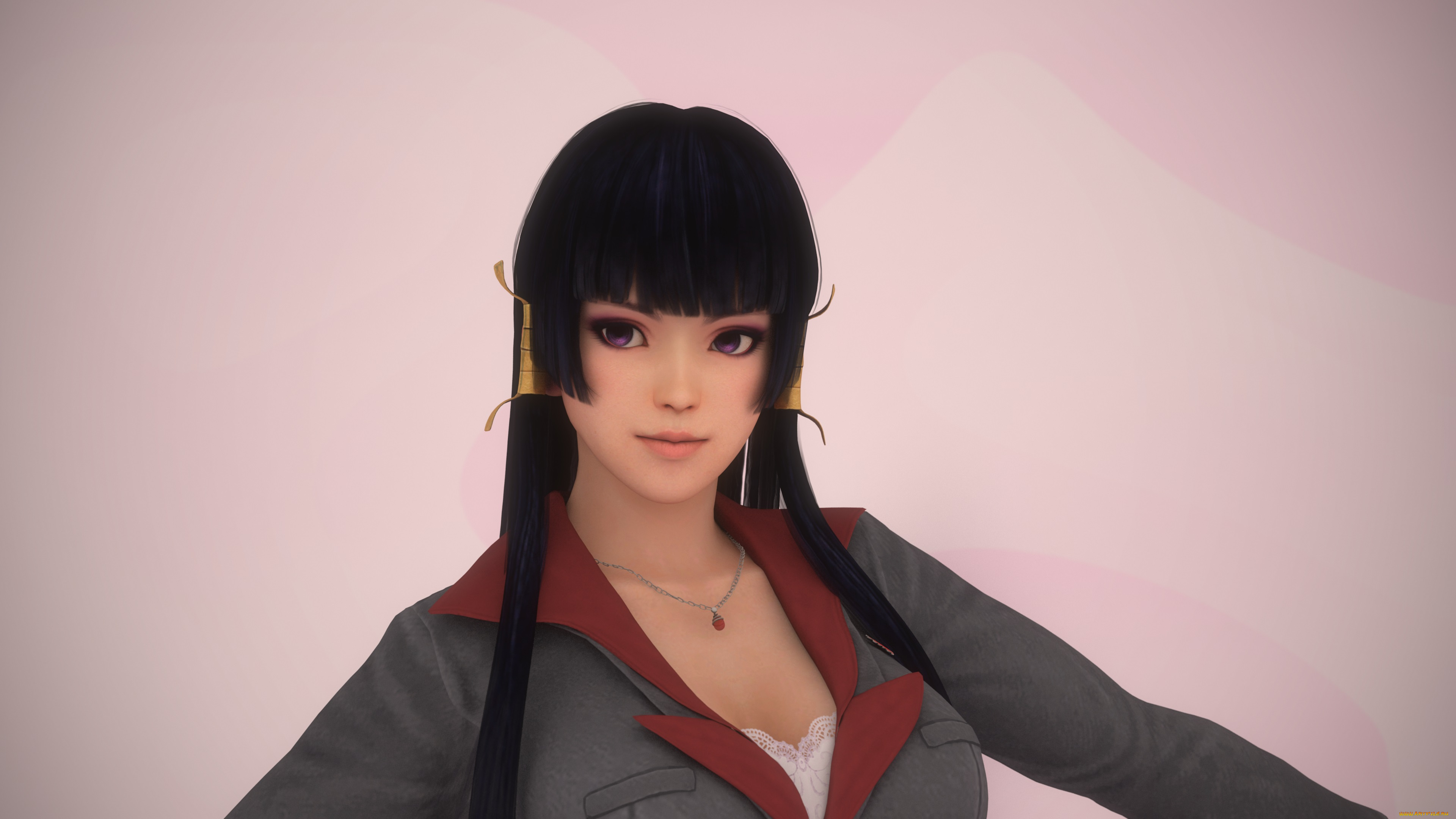 3д, графика, аниме, , anime, фон, взгляд, девушка