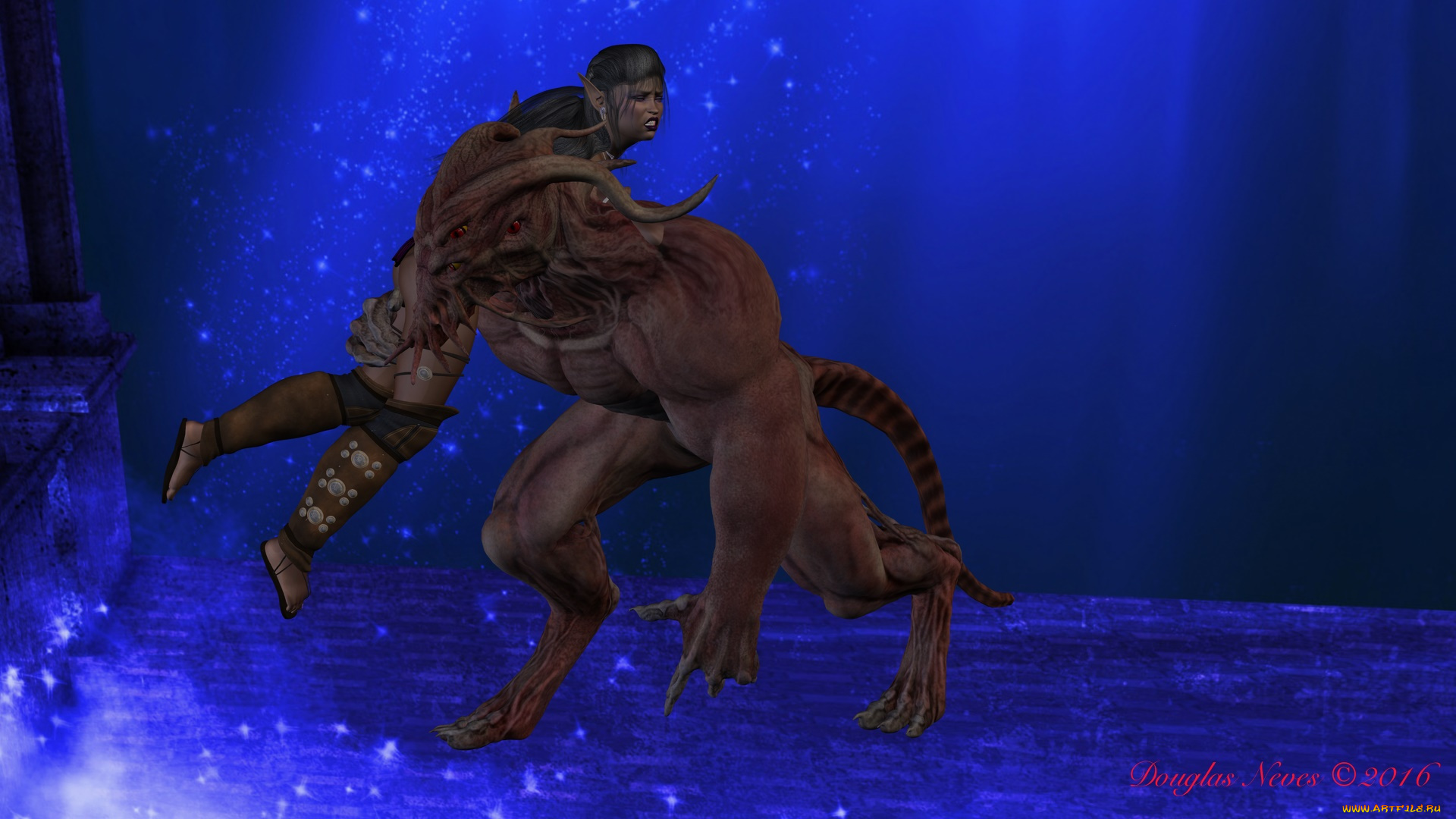 3д, графика, фантазия, , fantasy, фон, взгляд, эльфийка, пришелец