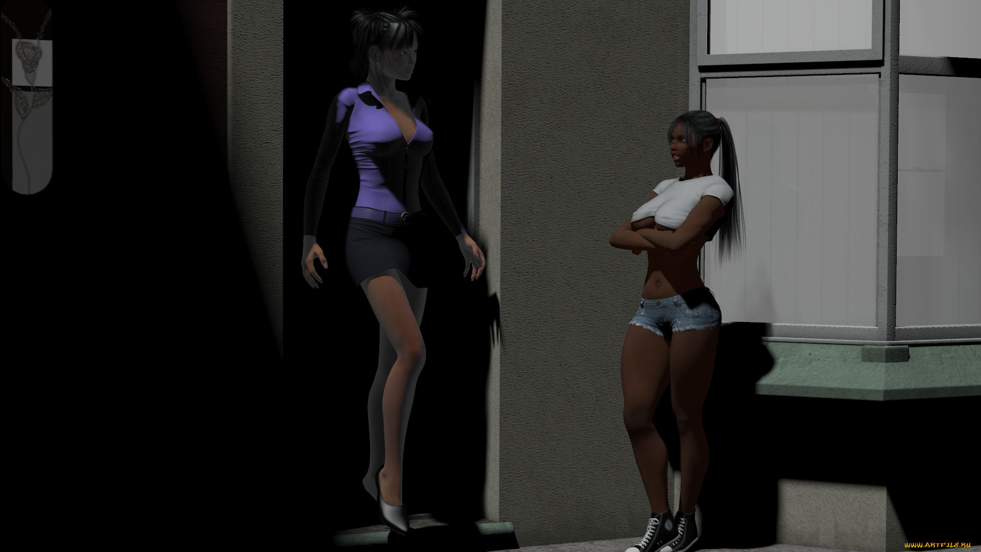 3д, графика, люди, , people, девушки, взгляд, фон