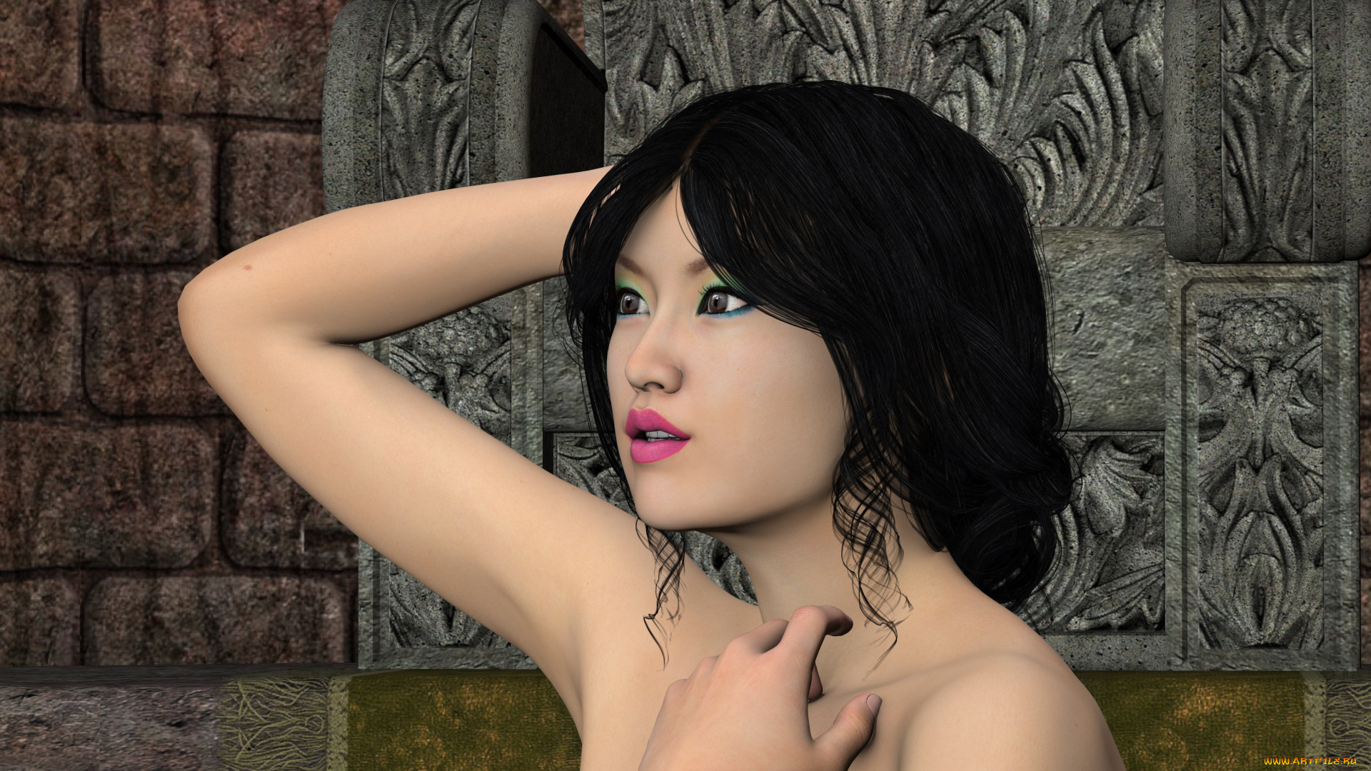 3д, графика, портрет, , portraits, фон, взгляд, девушка