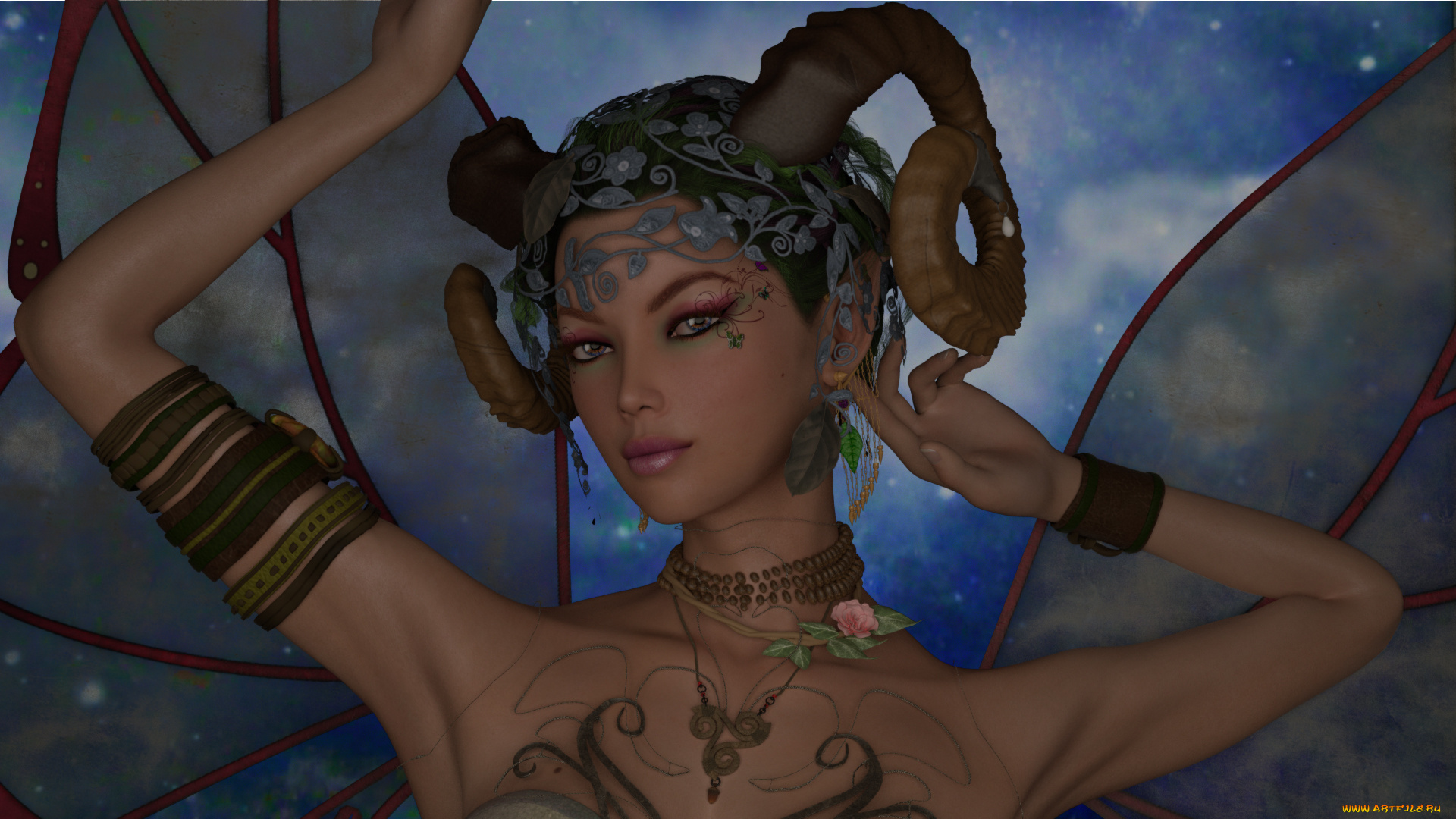 3д, графика, существа, , creatures, кастаника, взгляд, фон