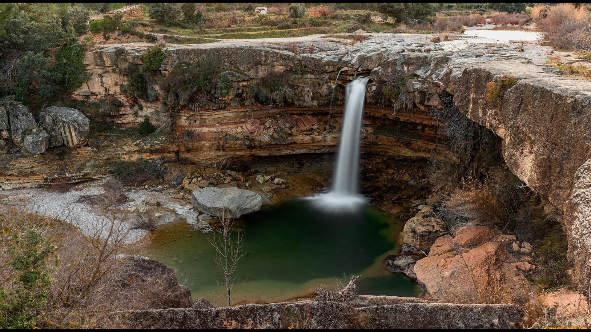 природа, водопады, водопад, река, лес