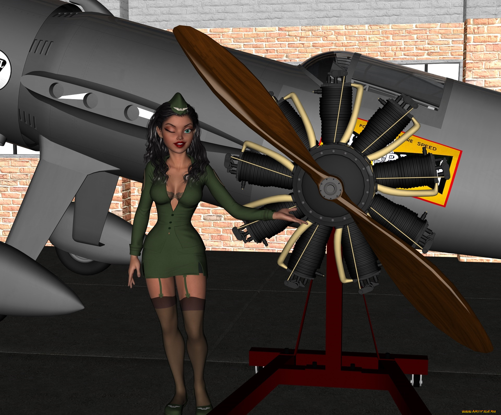 3д, графика, люди, , people, самолет, фон, взгляд, девушка
