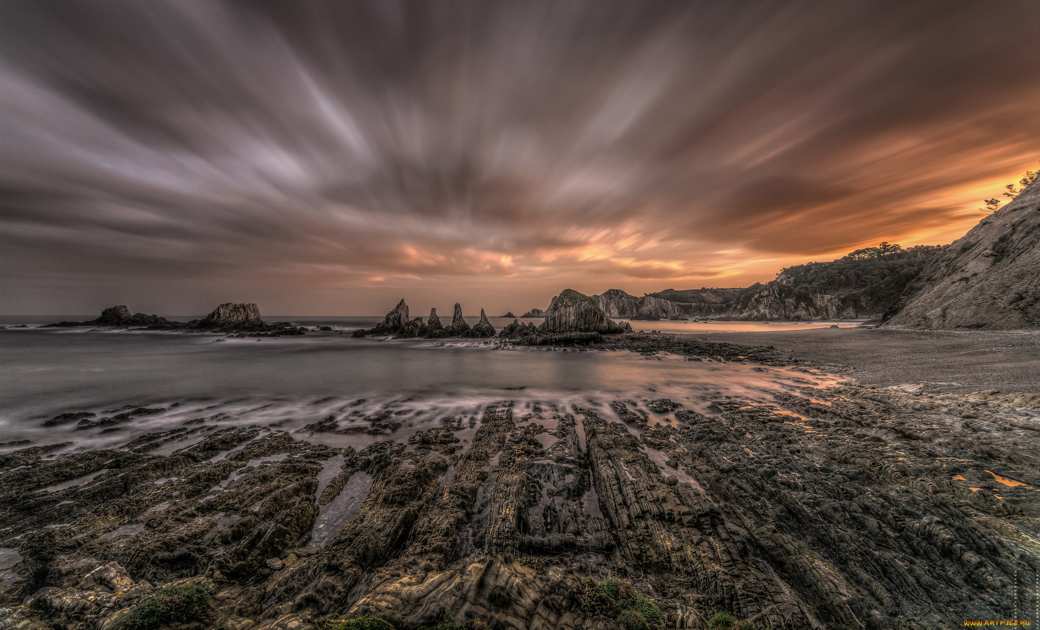 природа, побережье, море, берег