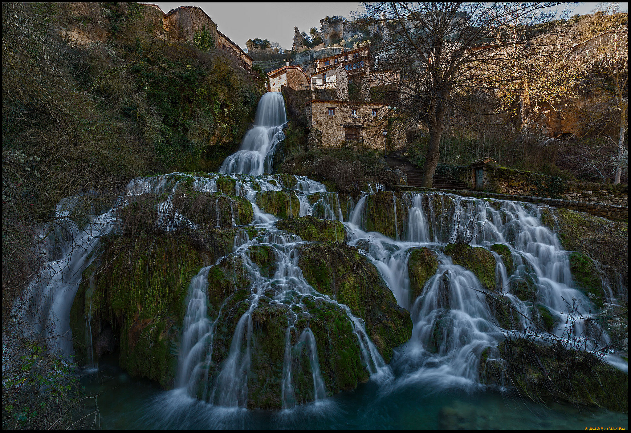 природа, водопады, река, лес, водопад