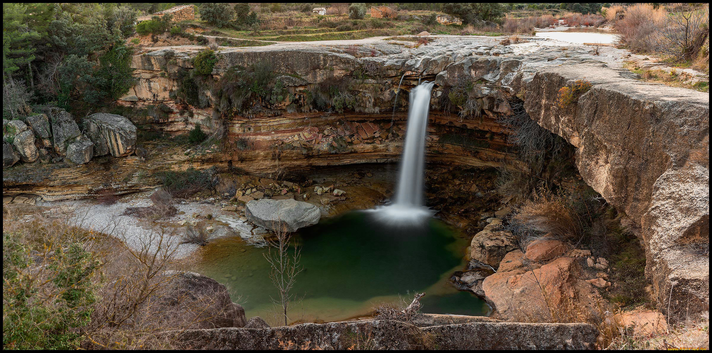 природа, водопады, водопад, река, лес