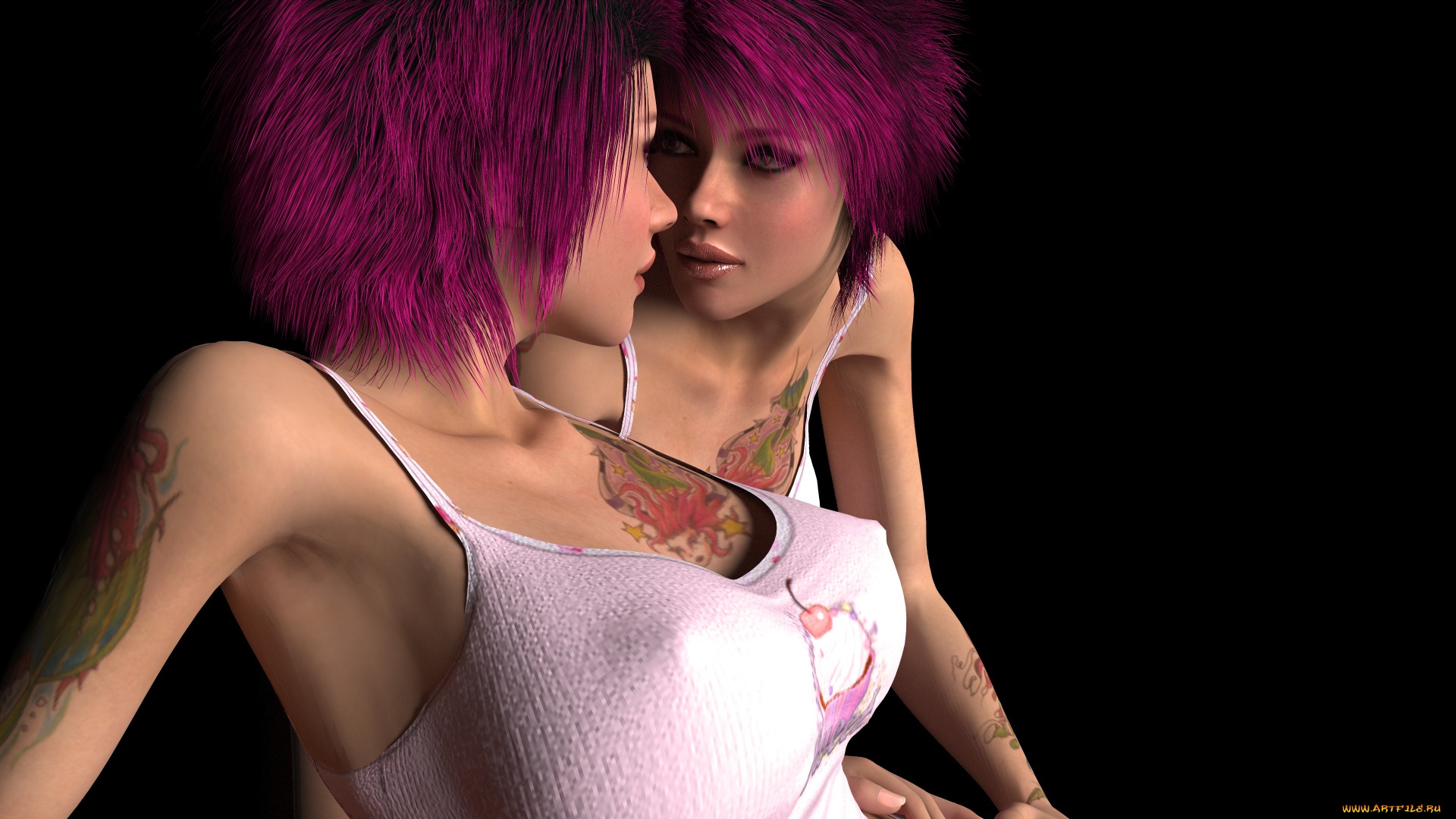 3д, графика, люди, , people, девушки, взгляд, фон