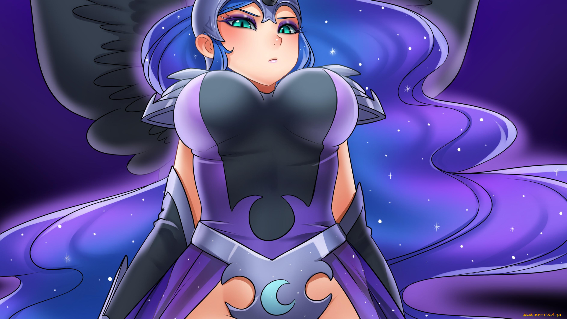 аниме, ангелы, , демоны, девушка, взгляд, фон