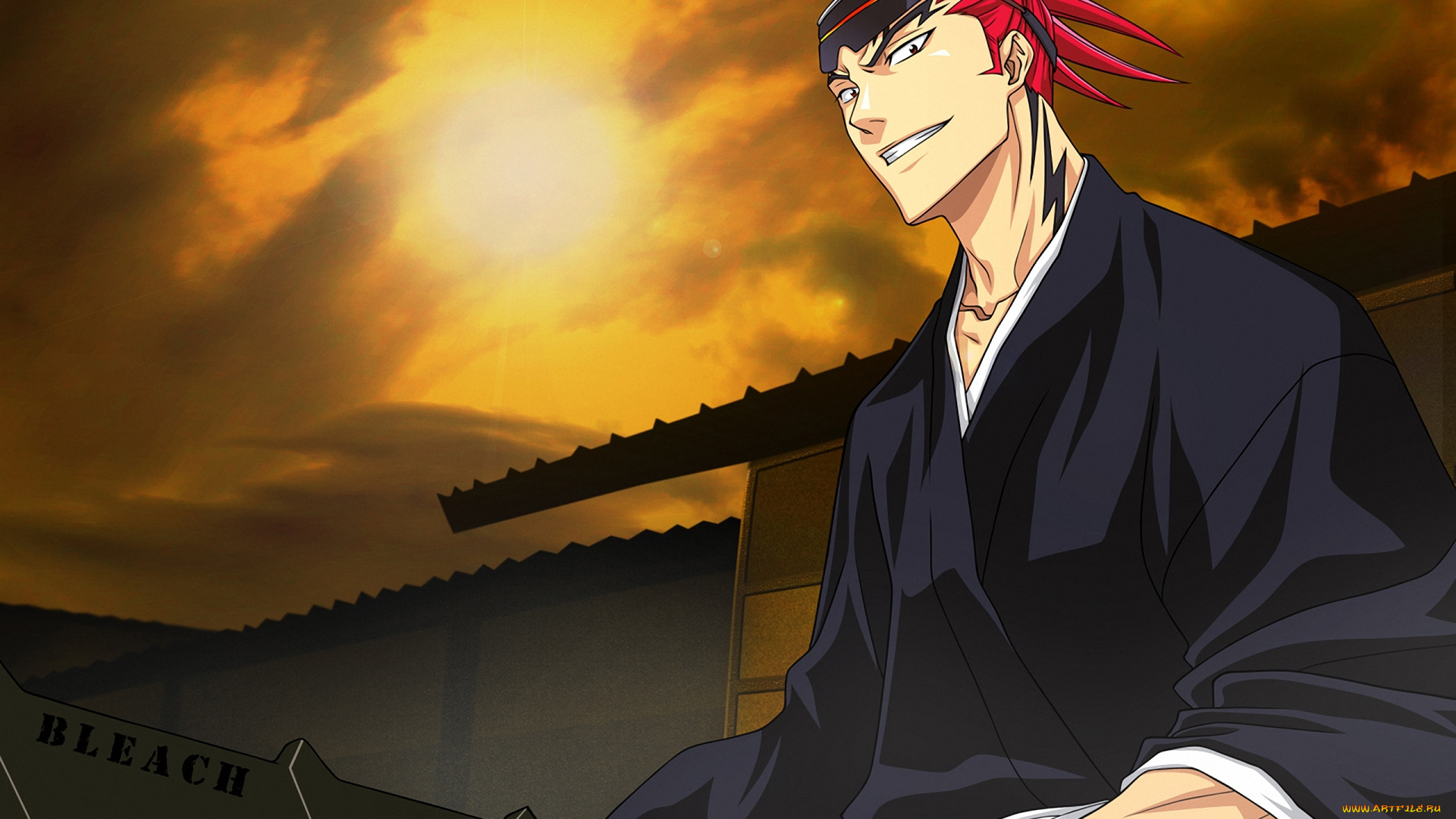 аниме, bleach, abarai, renji, shinigami, воин, меч