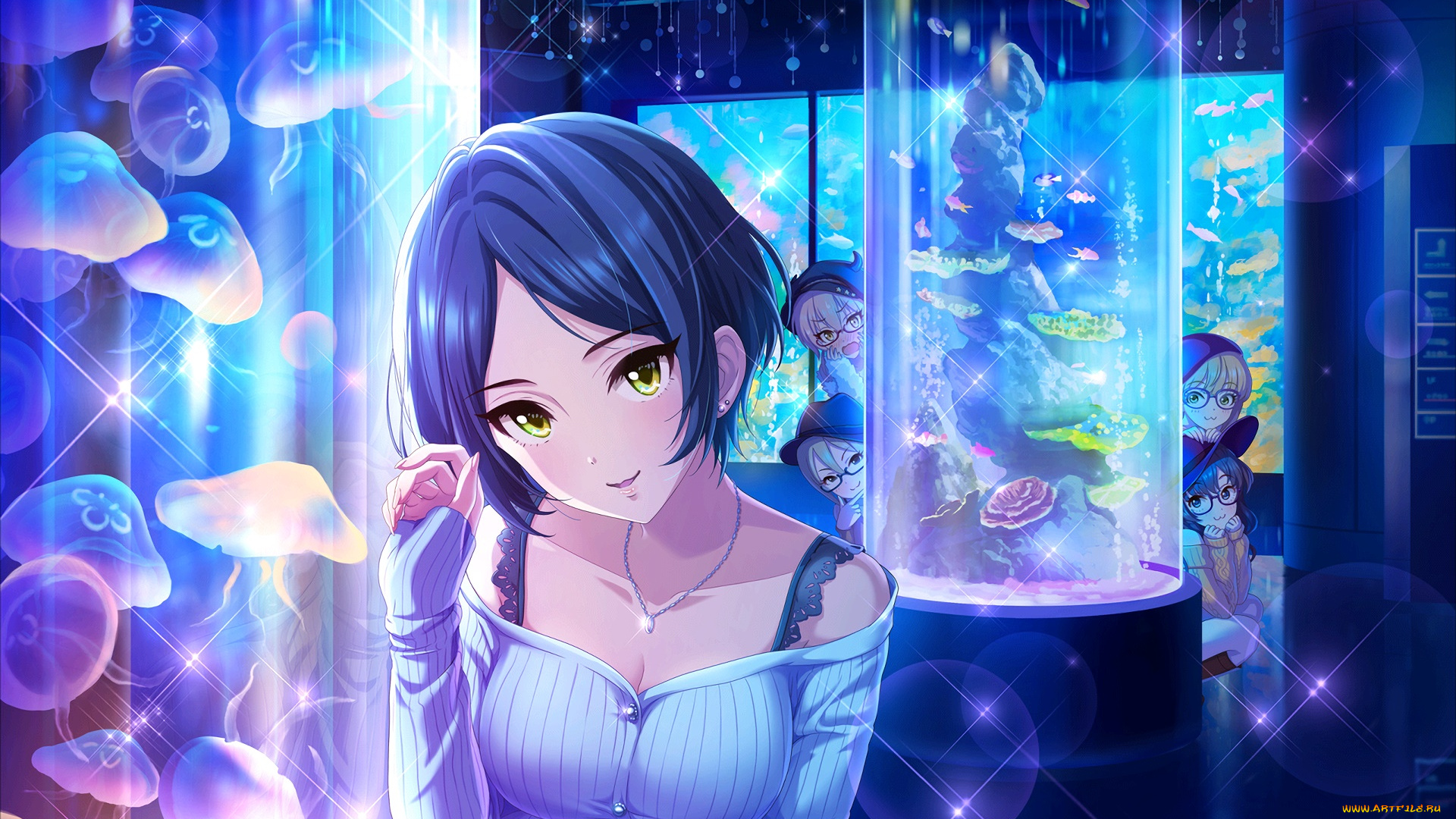 аниме, idolm@ster, девушка, фон, взгляд