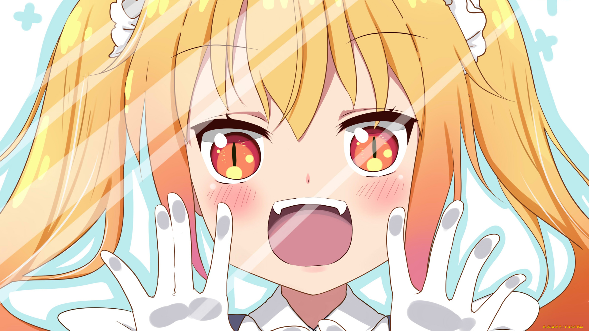 аниме, miss, kobayashi`s, dragon, maid, девушка, взгляд, фон