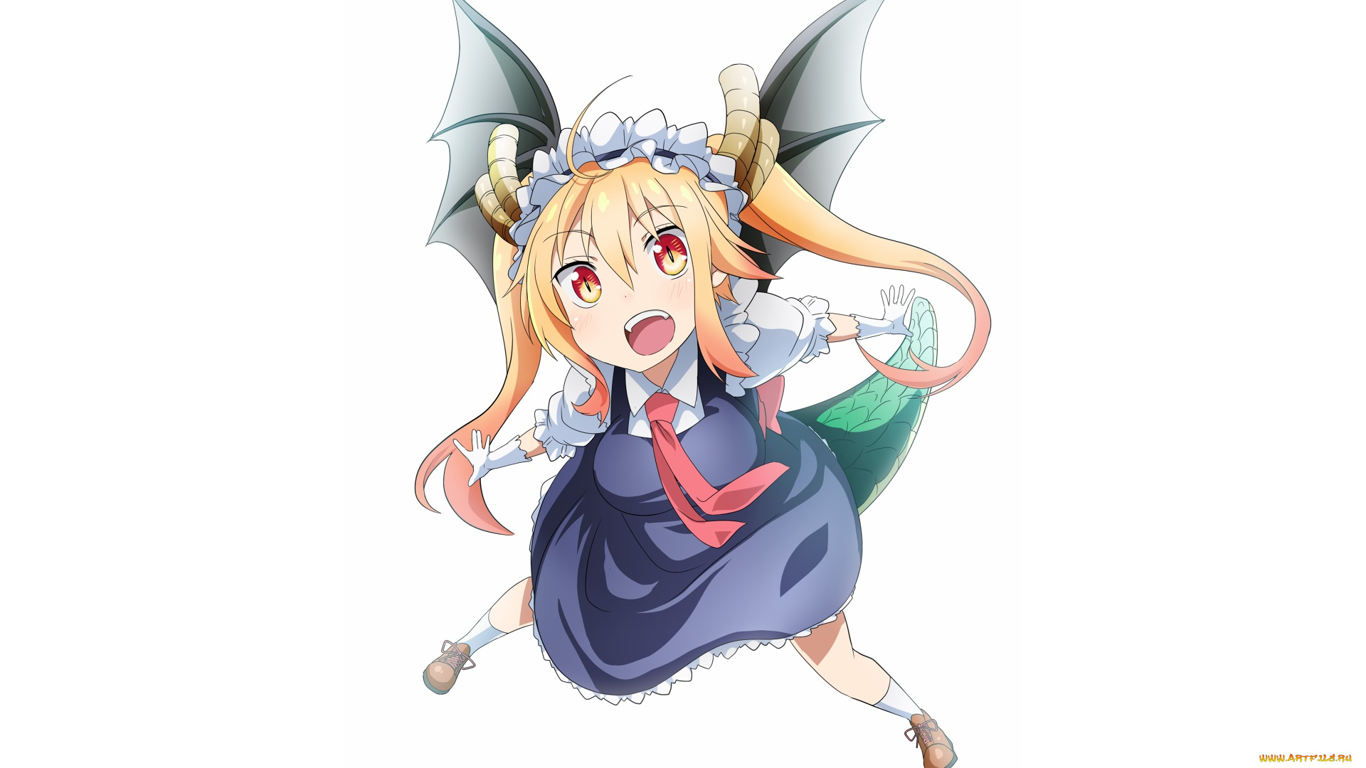 аниме, miss, kobayashi`s, dragon, maid, девушка, взгляд, фон