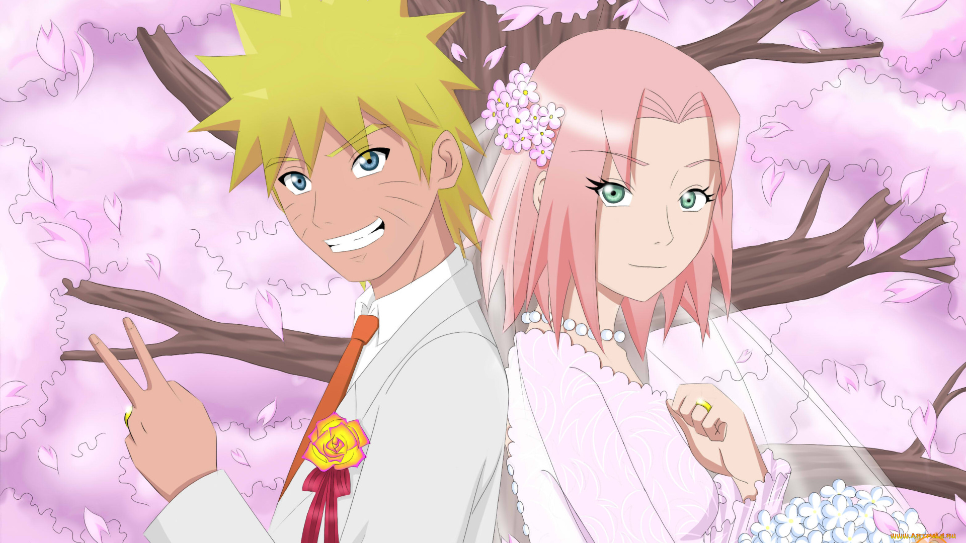 аниме, naruto, сакура, узумаки, наруто, дерево, свадьба