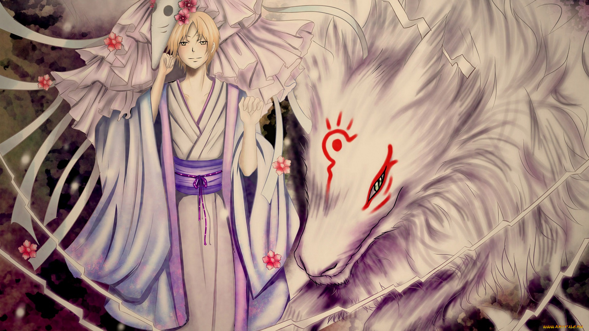 аниме, natsume, yuujinchou, двое