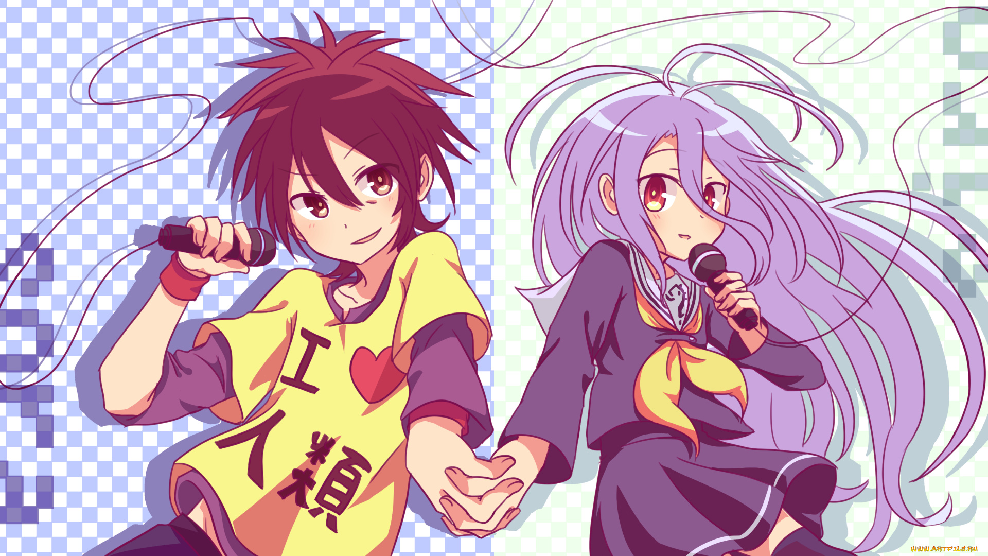 аниме, no, game, no, life, фон, девушки, взгляд