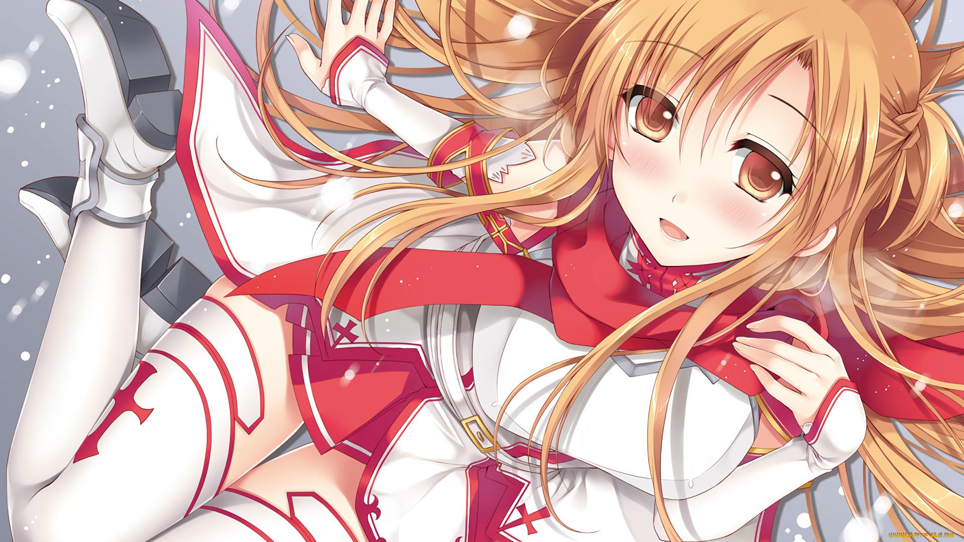 аниме, sword, art, online, девушка, взгляд, фон