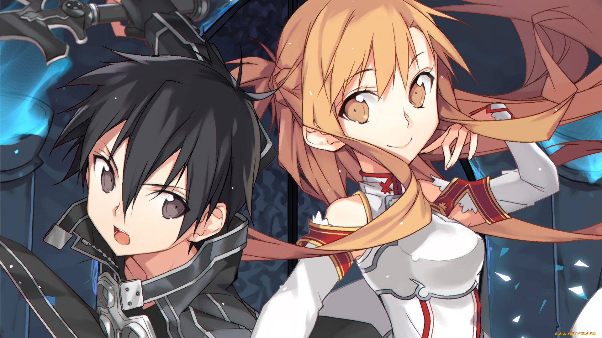 аниме, sword, art, online, девушка, взгляд, фон