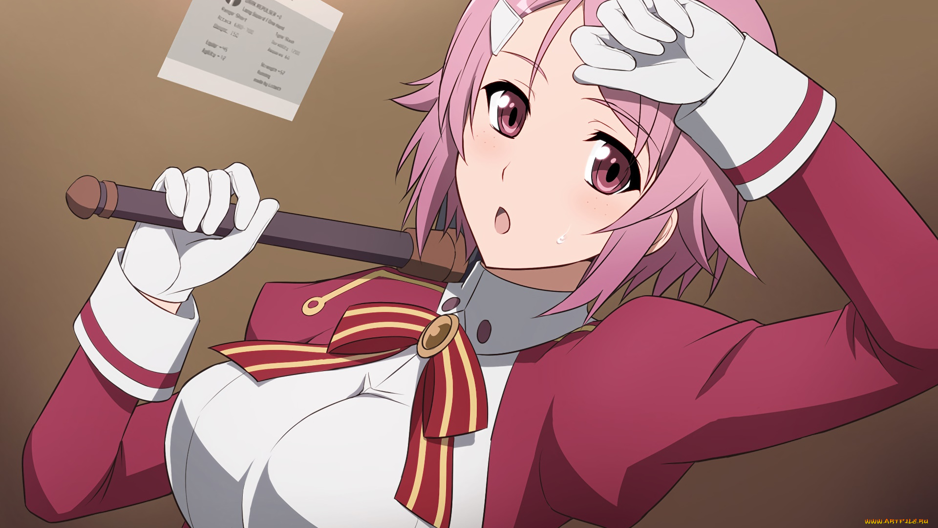 аниме, sword, art, online, девушка, взгляд, фон