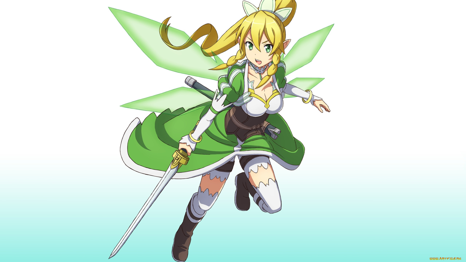 аниме, sword, art, online, девушка, взгляд, фон