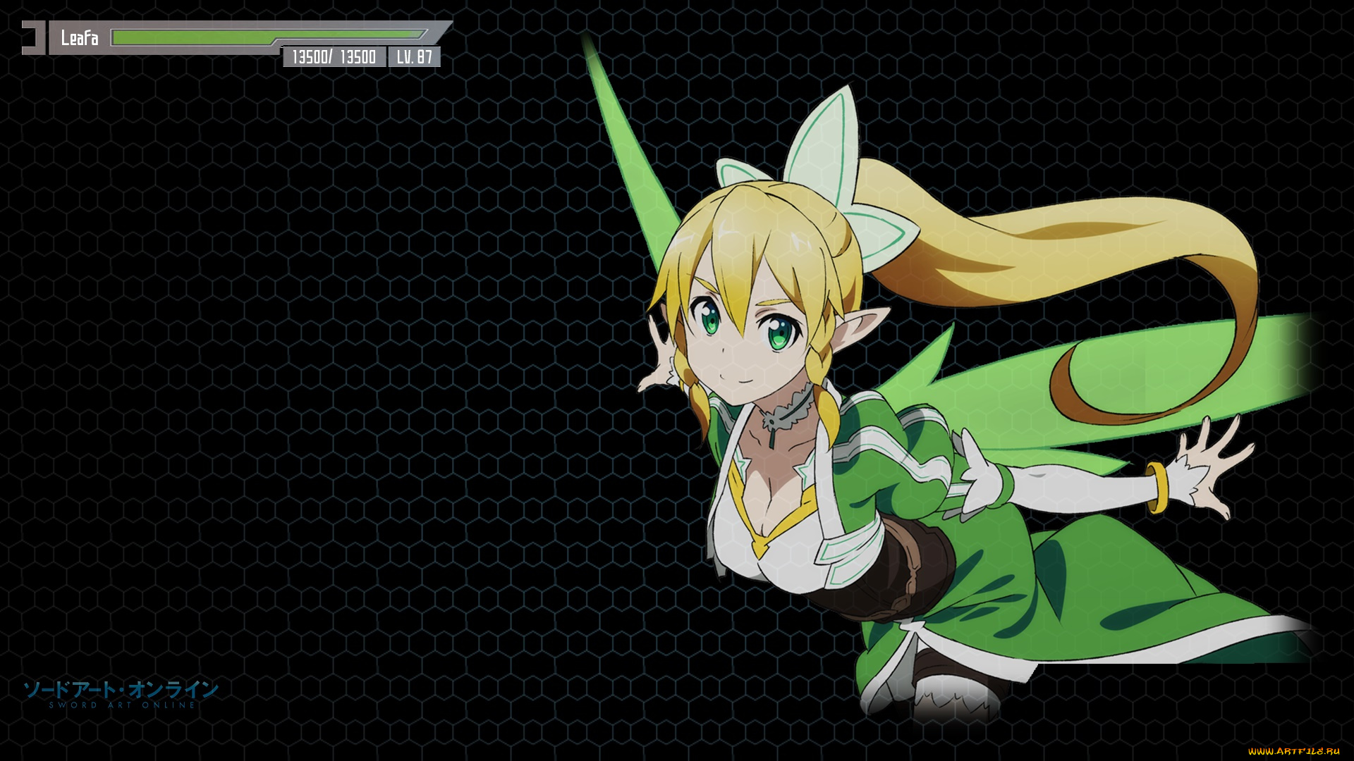 аниме, sword, art, online, девушка, взгляд, фон