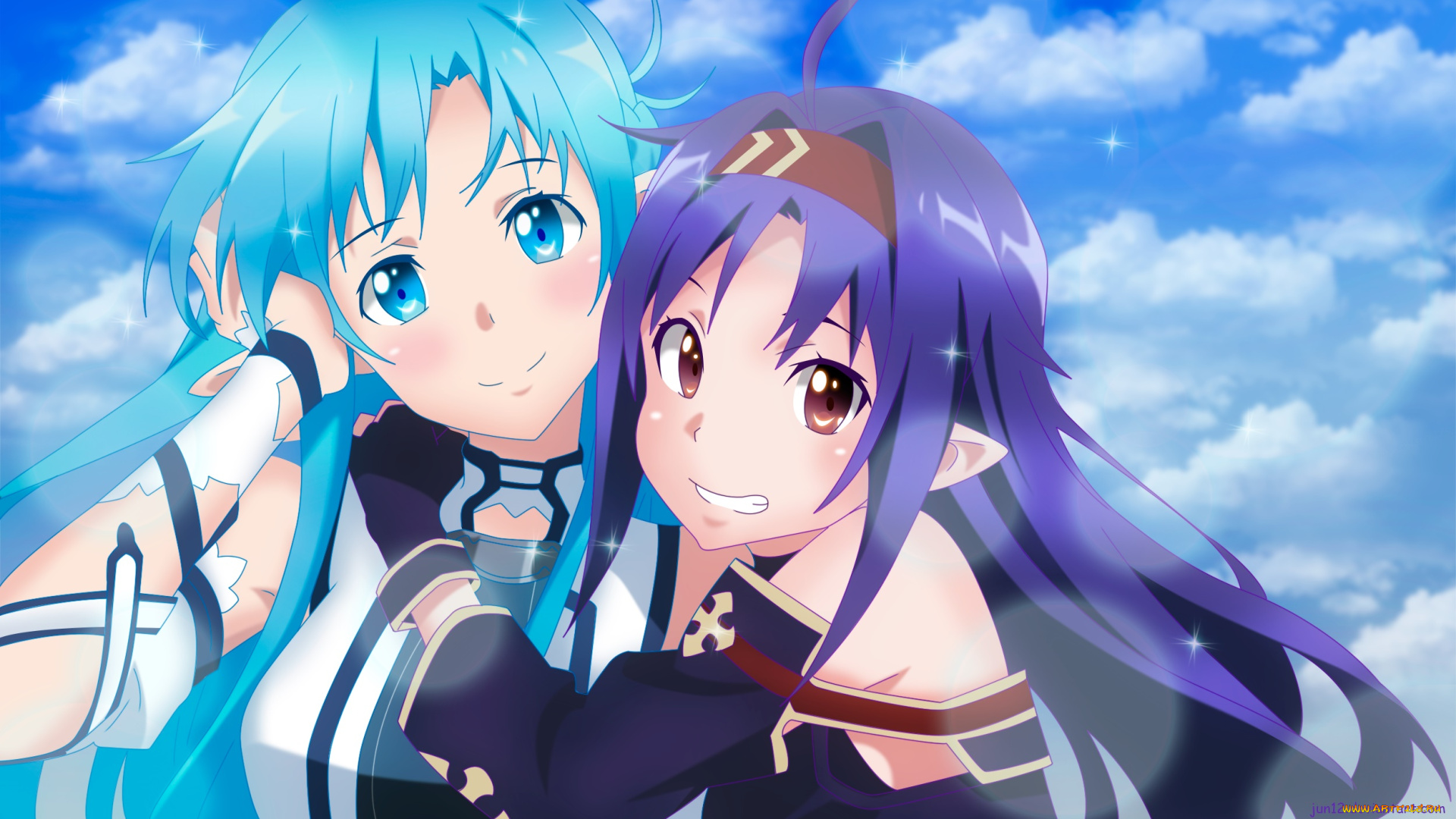 аниме, sword, art, online, девушки, взгляд, фон