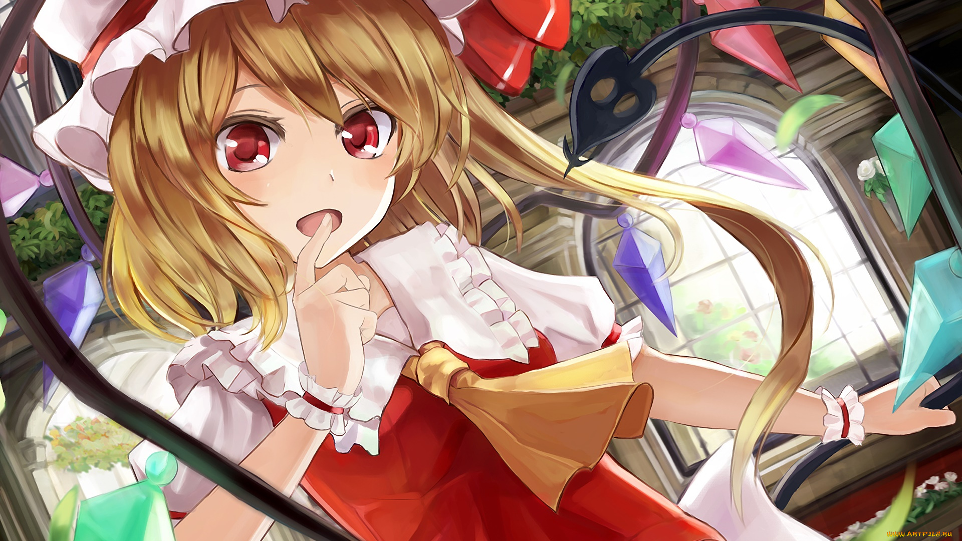 аниме, touhou, девушка, взгляд, фон