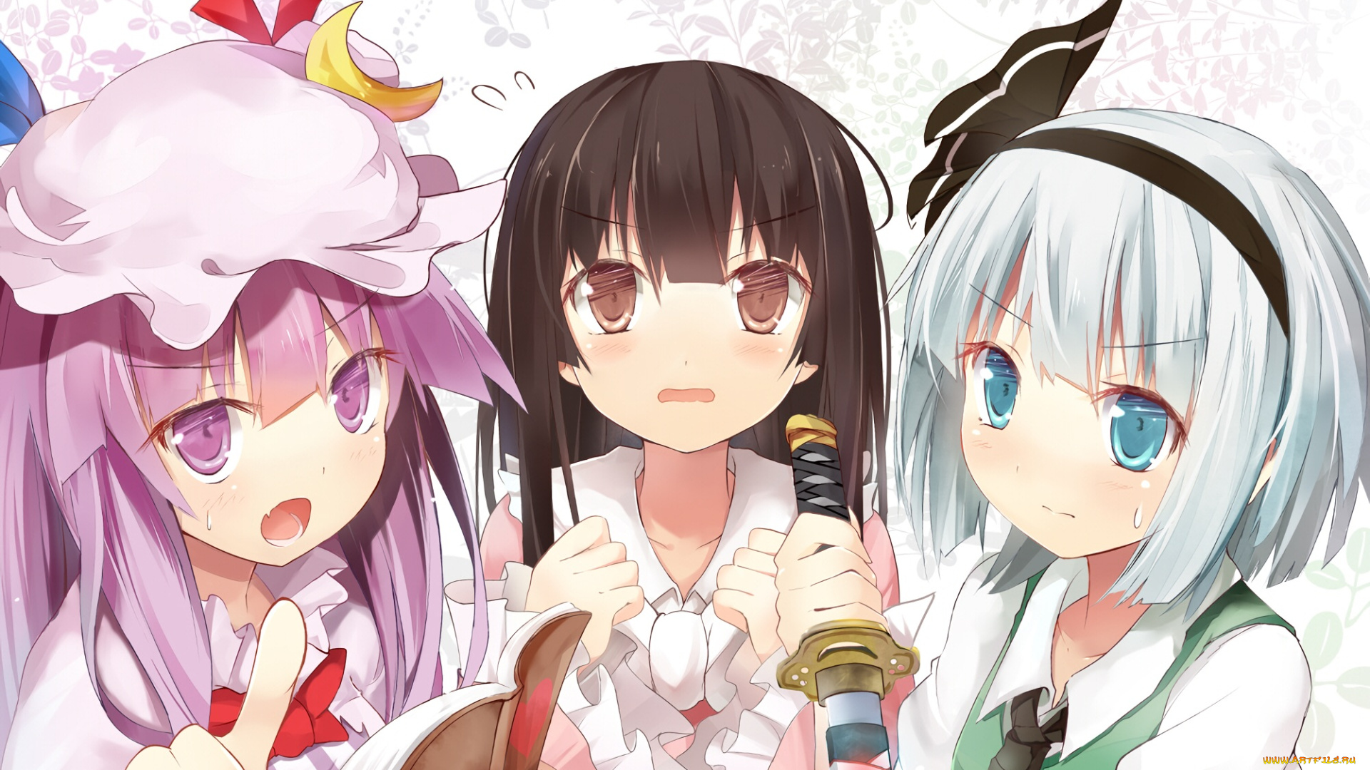 аниме, touhou, девушки, фон, взгляд