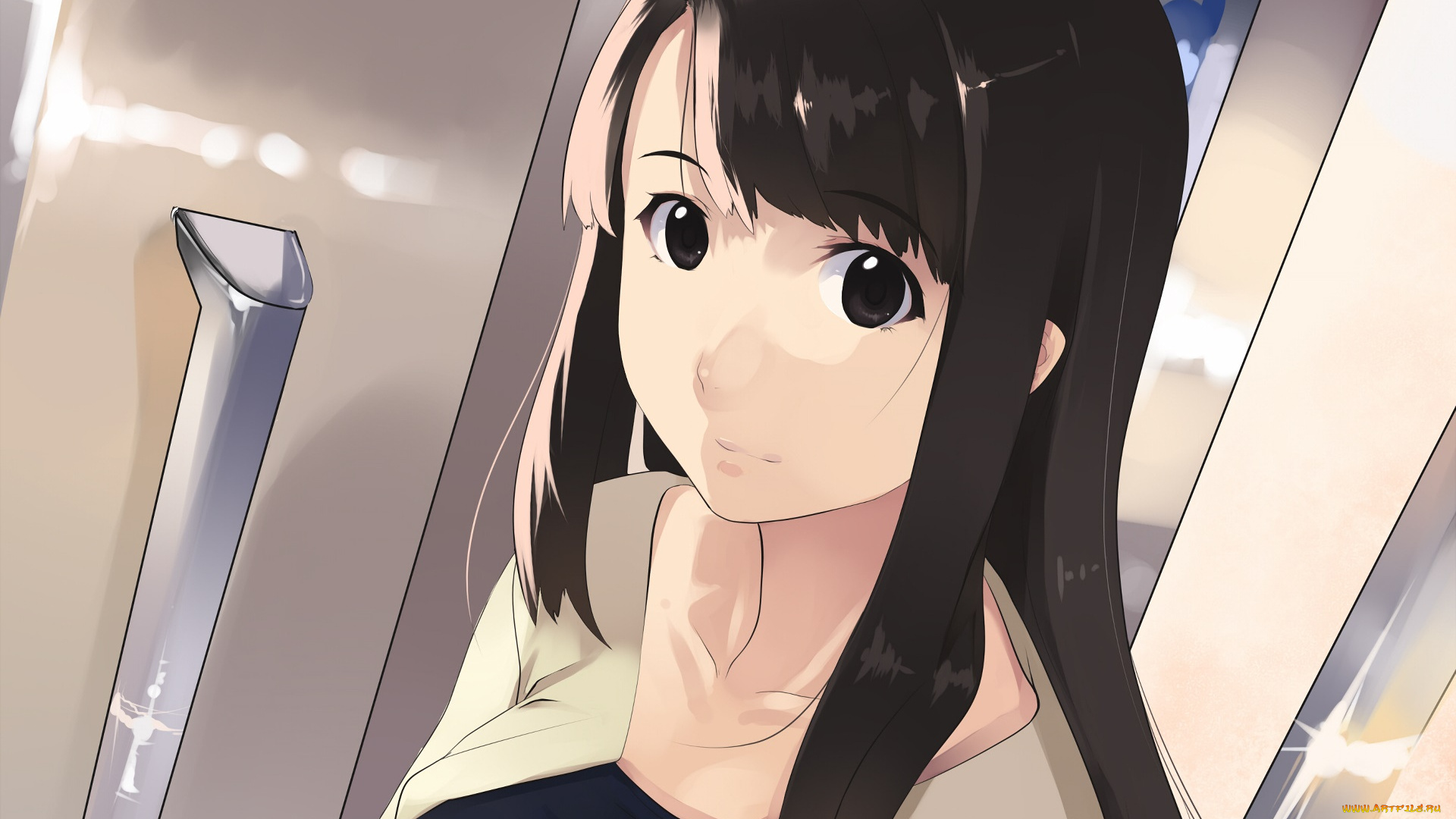 аниме, unknown, , другое, девушка, взгляд, фон