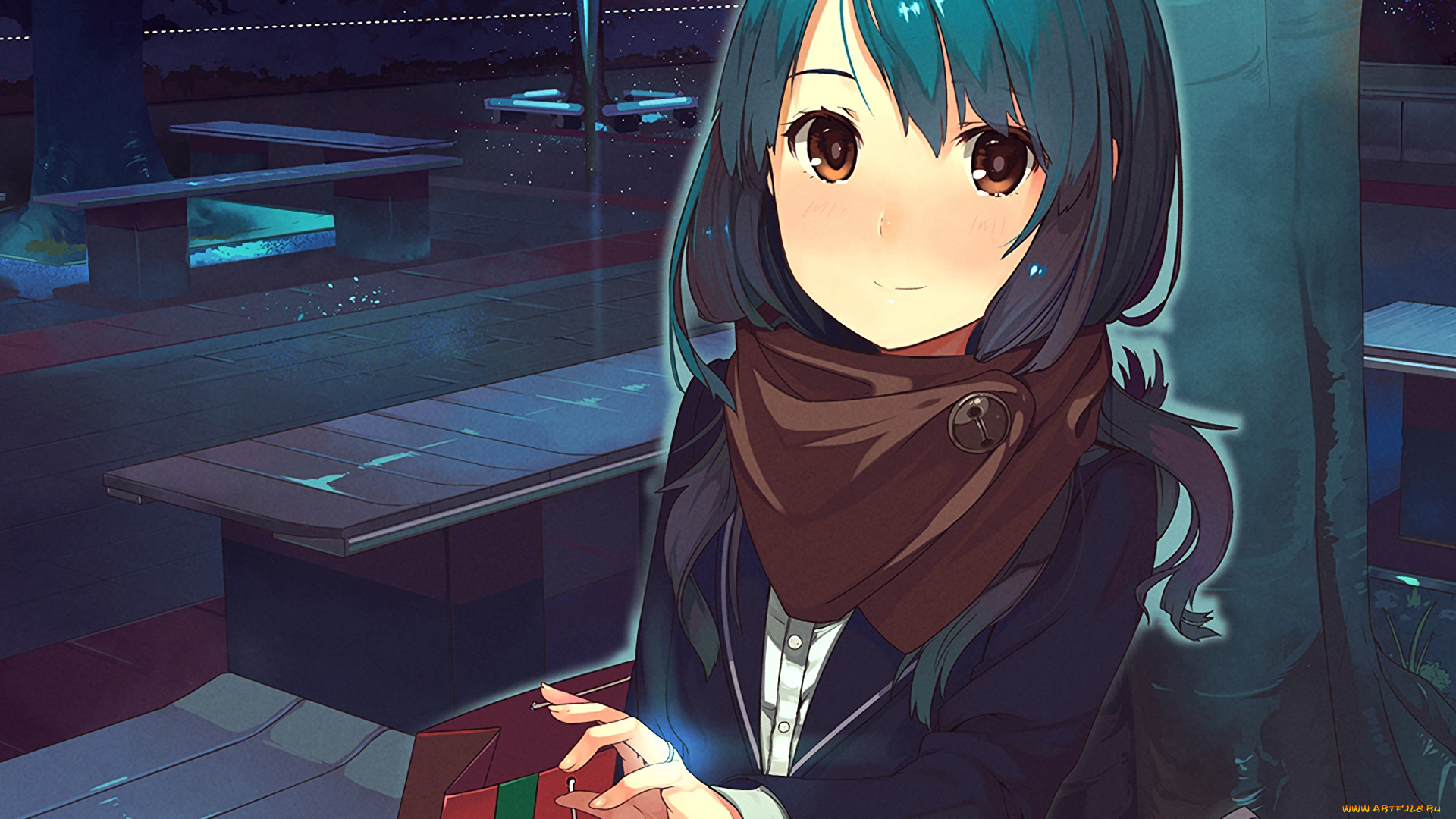 аниме, unknown, , другое, девушка, взгляд, фон