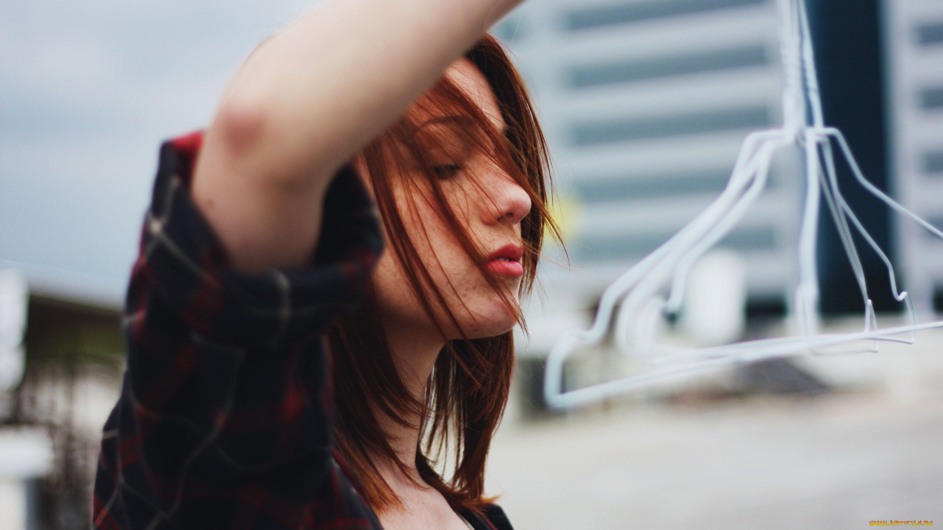 девушки, -unsort, , лица, , портреты, рубашка, рыжая