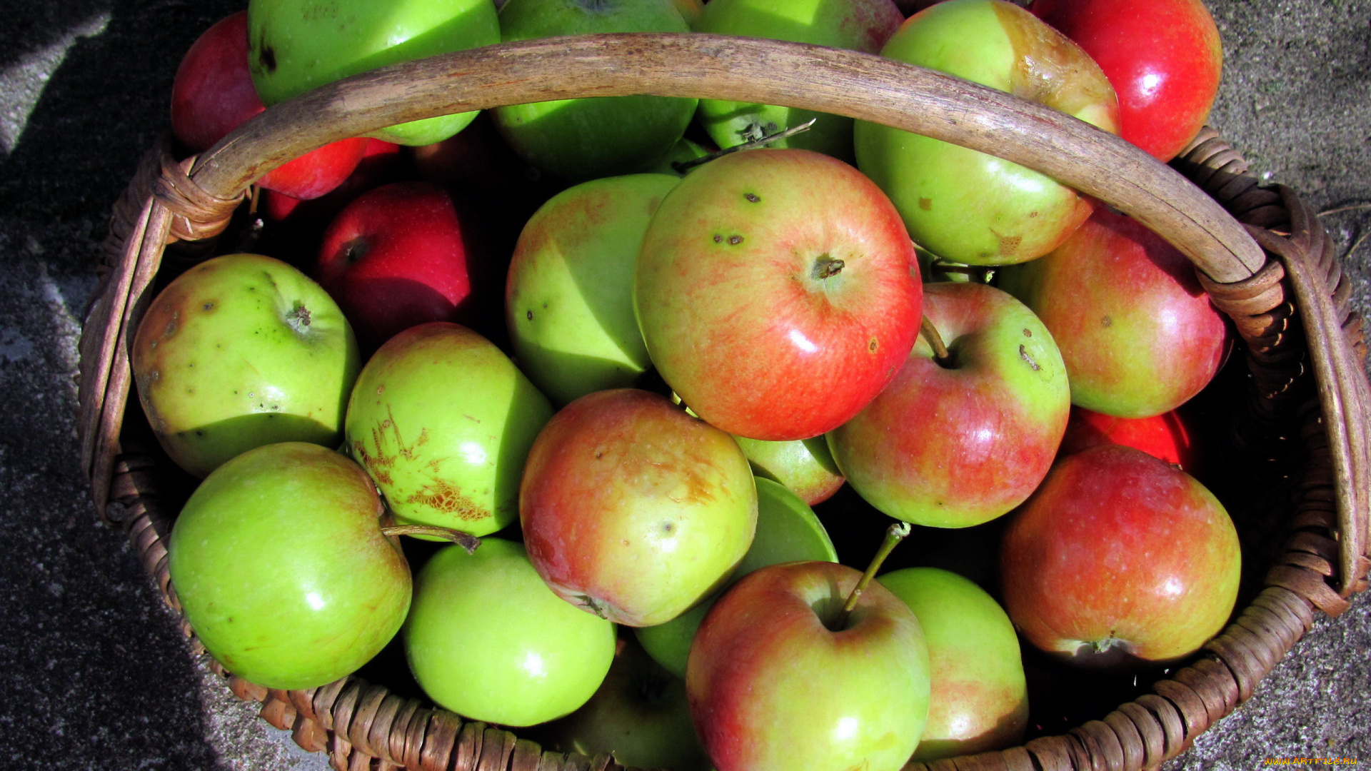 еда, Яблоки, корзинка, урожай