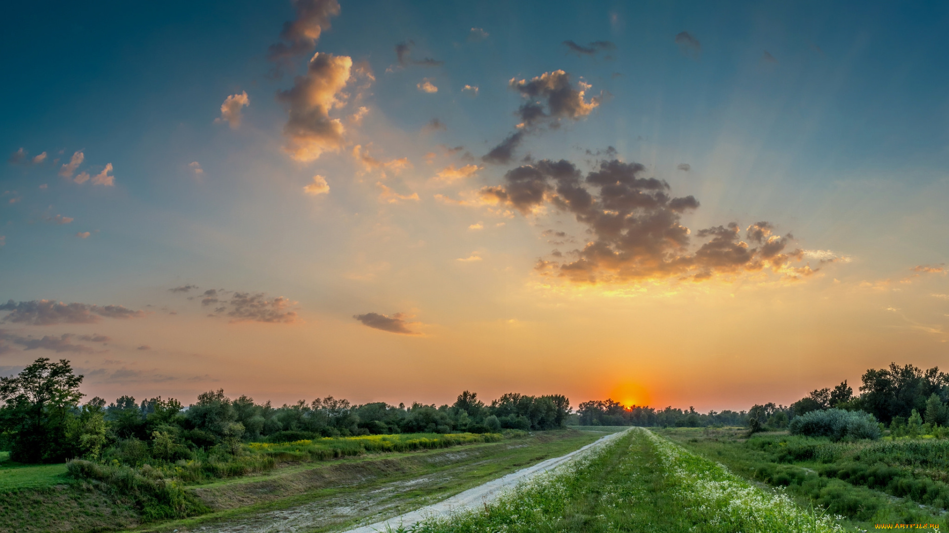 природа, дороги, рассвет
