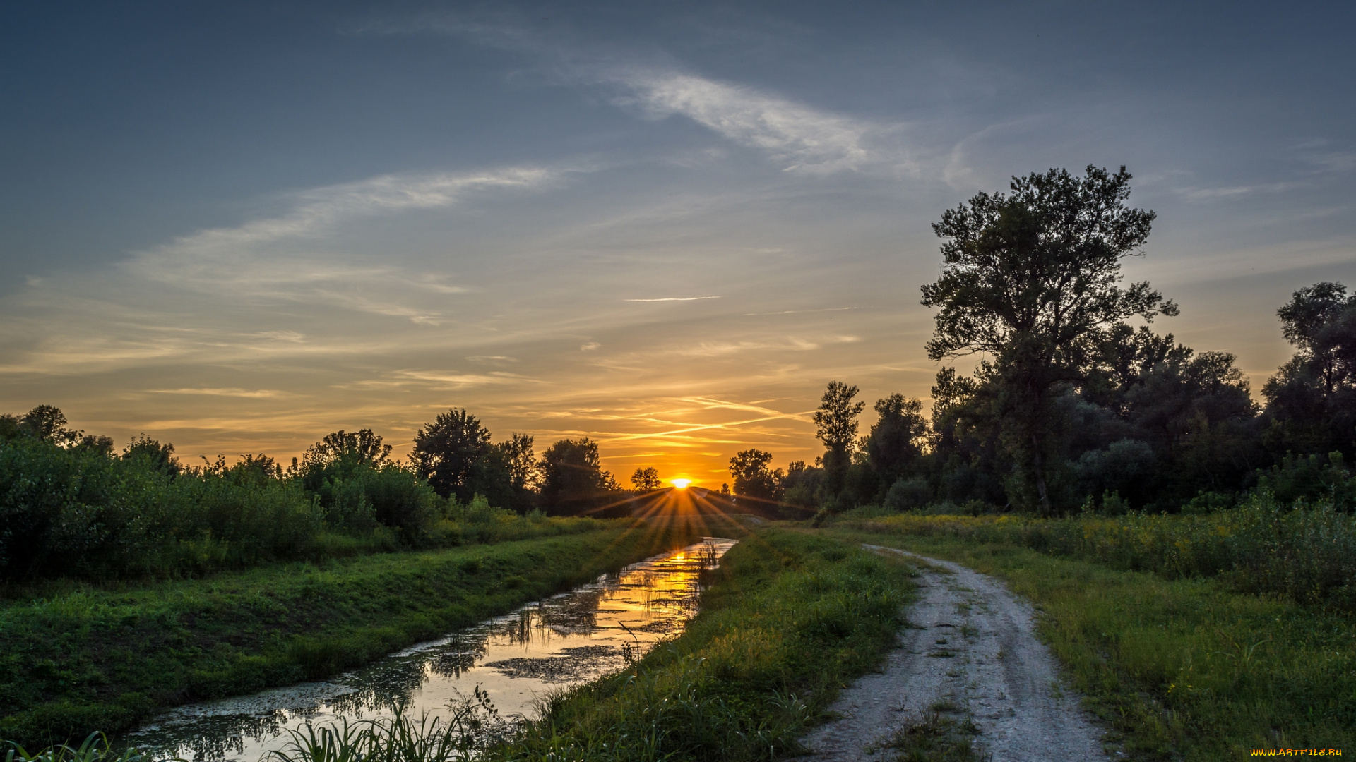 природа, дороги, рассвет