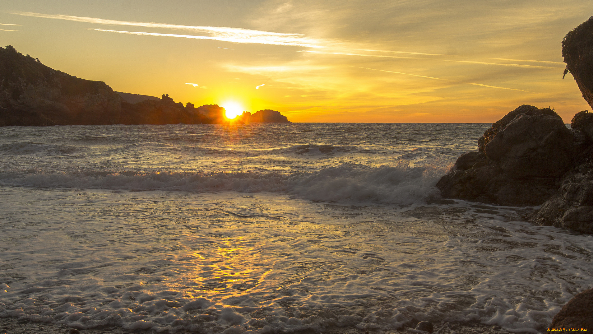 природа, побережье, рассвет