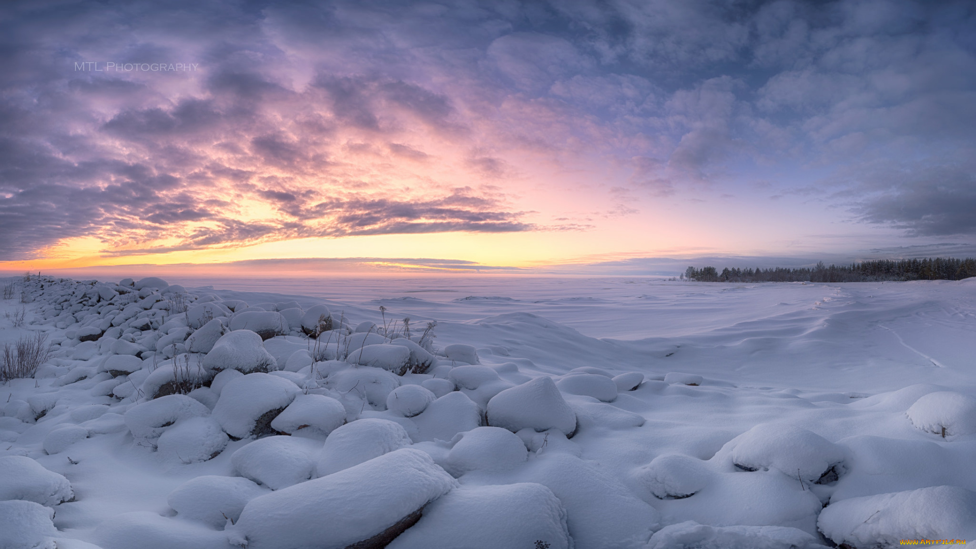 природа, зима, снег, облака
