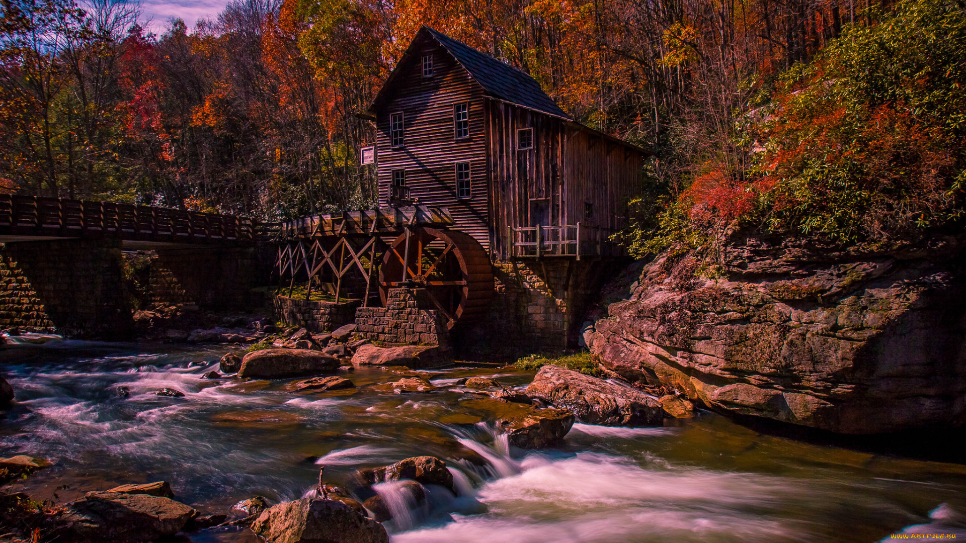 разное, мельницы, река, лес